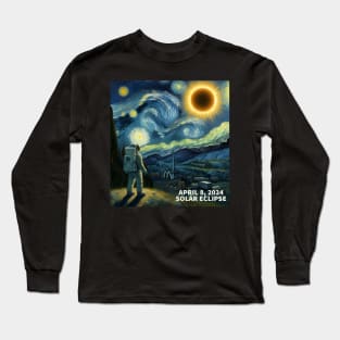 APRIL 8,2024 Solar Eclipse, vincent van gogh art style painting of the Eclipse Long Sleeve T-Shirt